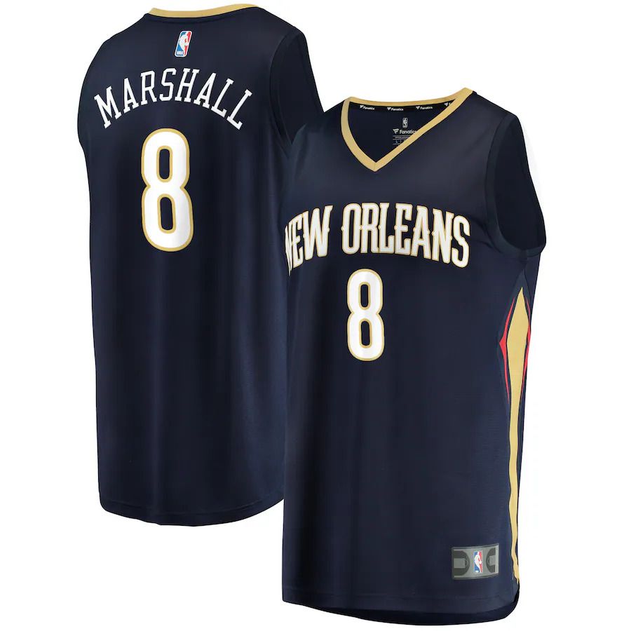 Men New Orleans Pelicans #8 Naji Marshall Fanatics Branded Navy Icon Edition 2021-22 Fast Break Replica NBA Jersey
